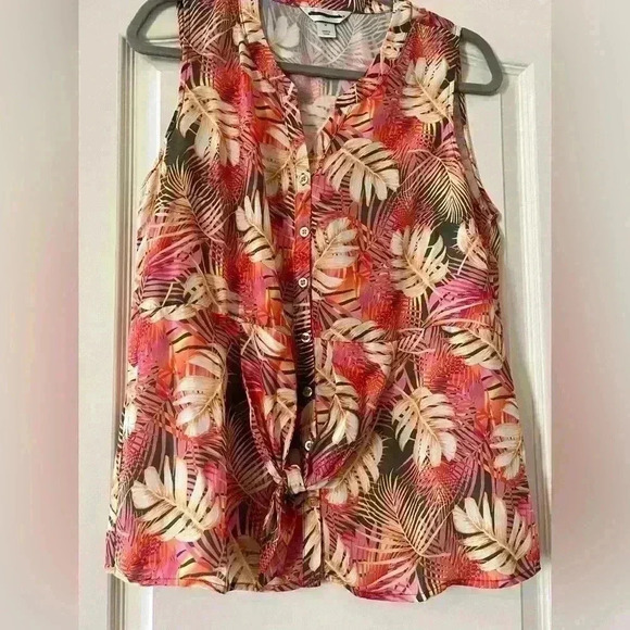 Christopher & Banks Beautiful Tropical sleeveless Blouse women’s Medium - Picture 2 of 11